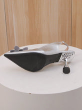 Women's Pointed Toe High Heels, Elegant Sexy Solid Color Rhinestone Buckle Decor Open Heel
